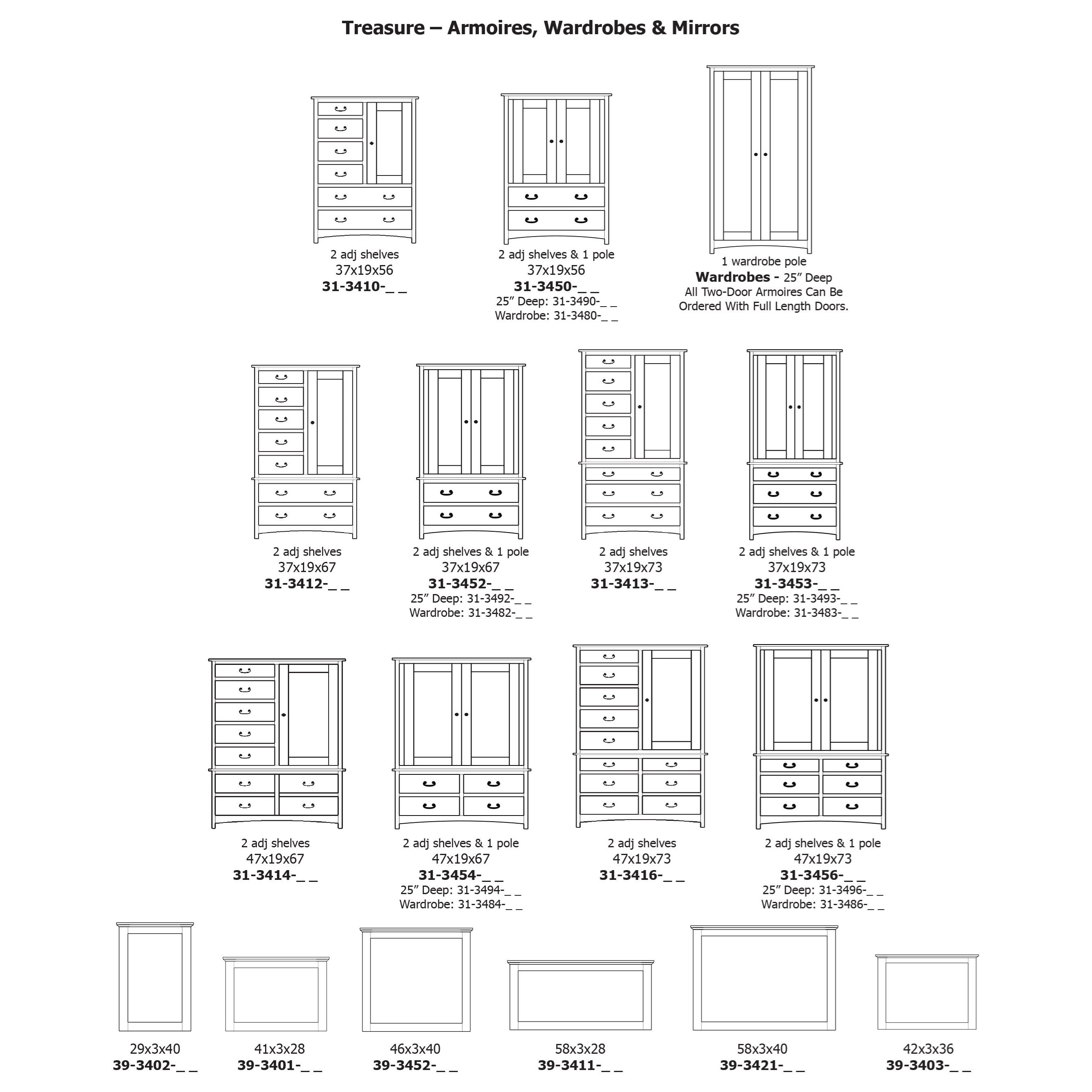 Daniels Amish Treasure 313483 Transitional Wardrobe with 2 Full Length